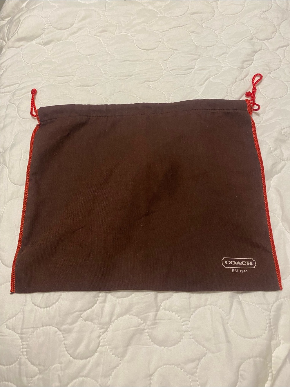 Coach Brown Dust Bag with Red Trim and Drawstring